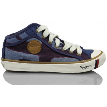 NAVY JEANS BOY LACE LOW BOOT  AZUL