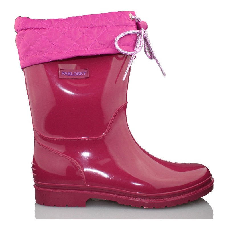 PABLOSKY BOTAS DE AGUA PVC CON CORDONES NIÑOS UNISEX  ROSA