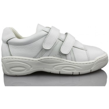CALZAMEDI DOBLE VELCRO COMODO NIÑO  BLANCO
