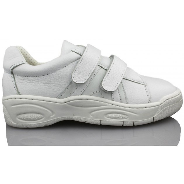CALZAMEDI DOBLE VELCRO COMODO NIÑO BLANCO