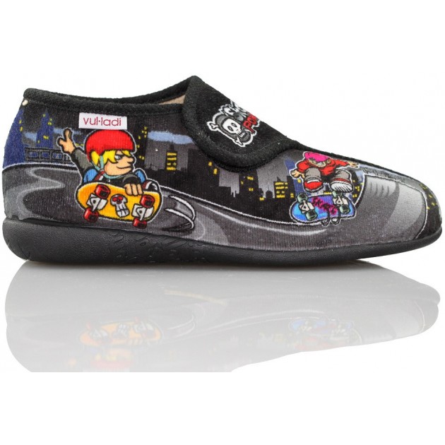 VULLADI ZAPATO IR POR CASA NIÑO SKATE NEGRO