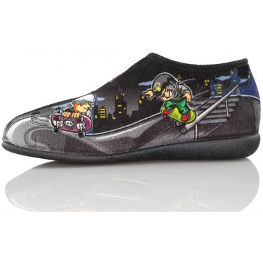 VULLADI ZAPATO IR POR CASA NIÑO SKATE  NEGRO