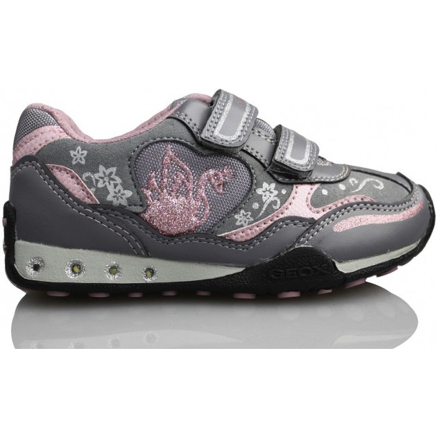 GEOX JN JOCKER GBK AS FULL ZAPATILLA LUCES NIÑA GRIS