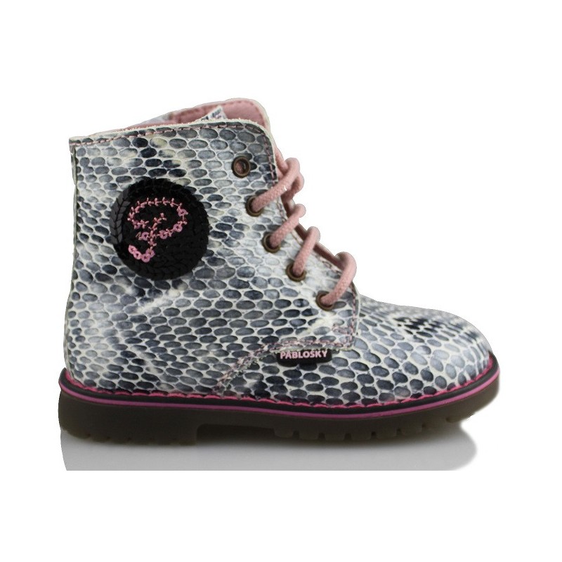 PABLOSKY BOTIN NIÑA CORDON MODA VIPERA  GRIS