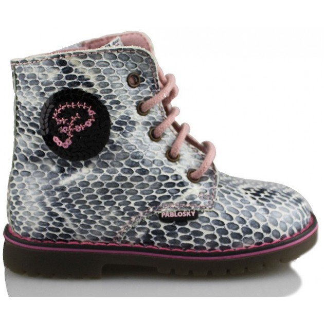 PABLOSKY BOTIN NIÑA CORDON MODA VIPERA GRIS