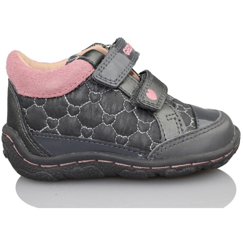 GEOX LOLLY SMO LEA NYLON NIÑA  GRIS