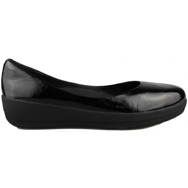FITFLOP PATENT SUPERBALLERINA  BLACK