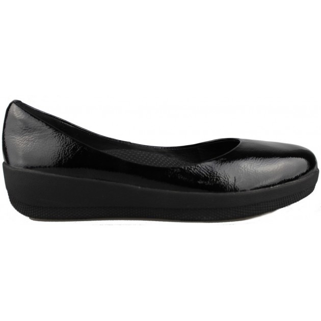 FITFLOP PATENT SUPERBALLERINA BLACK