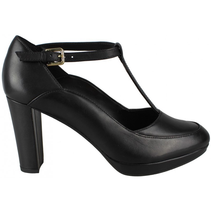 CLARKS KENDRA DAISY LEATHER  BLACK