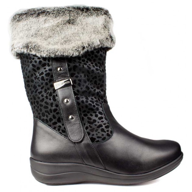 BOTINES CALZAMEDI POLAR LEOPARD NEGRO