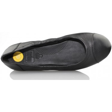FITFLOP BALLERINA PIEL BAILARINA COMODA DE MUJER  NEGRO