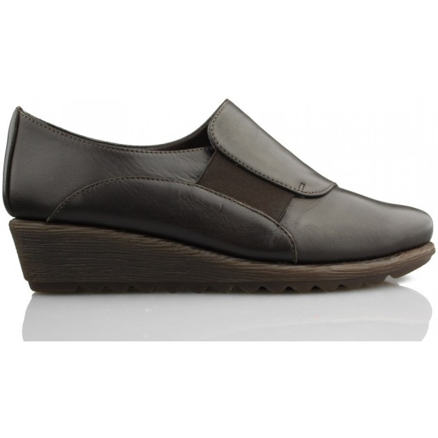 FLEXX MOCASIN COMODO MUJER CUÑA  MARRON