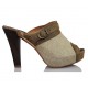 VIENTY ZUECO BIO HEBILLA NATURAL LINO  MARRON