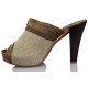 VIENTY ZUECO BIO HEBILLA NATURAL LINO  MARRON