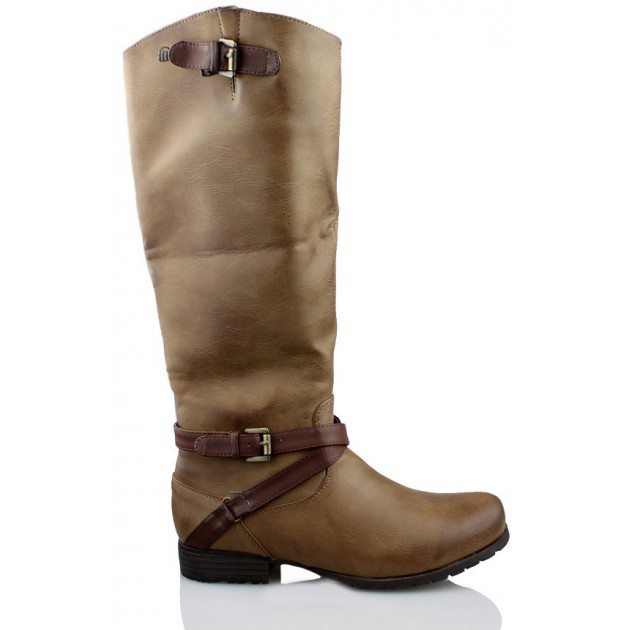 MUSTANG BOTA ALTA PLANA MUJER MARRON