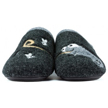 ZAPATILLAS DE CASA VULLADI MUTON EL CAMALEON NEGRO