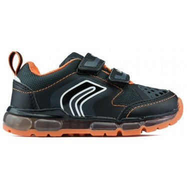 ZAPATILLAS LUCES GEOX JR ANDROID BOY BLACK_ORANGE
