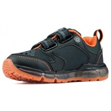 ZAPATILLAS LUCES GEOX JR ANDROID BOY BLACK_ORANGE