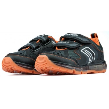ZAPATILLAS LUCES GEOX JR ANDROID BOY BLACK_ORANGE