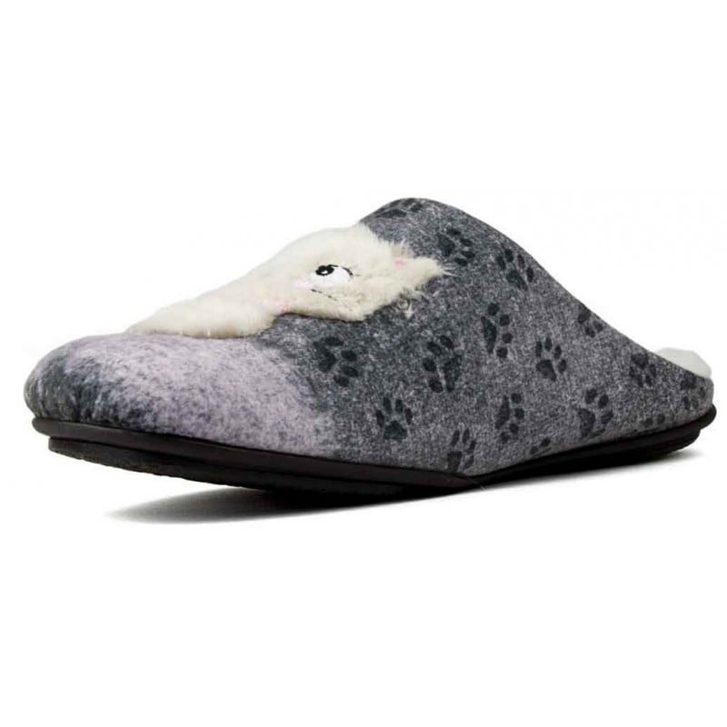 ZAPATILLAS CASA VULLADI MUJER GATOS GRIS
