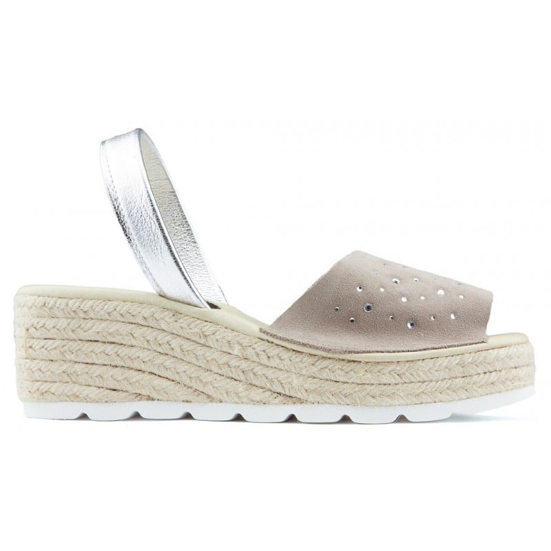 SANDALIAS CON CUÑA ARANTXA SERRAJE COMODAS NIQUEL