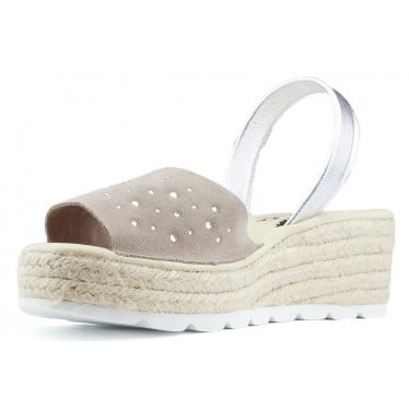SANDALIAS CON CUÑA ARANTXA SERRAJE COMODAS NIQUEL