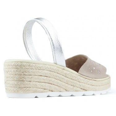 SANDALIAS CON CUÑA ARANTXA SERRAJE COMODAS NIQUEL