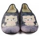 ZAPATILLAS CASA VULLADI MUJER GATITOS CERRADAS GRIS