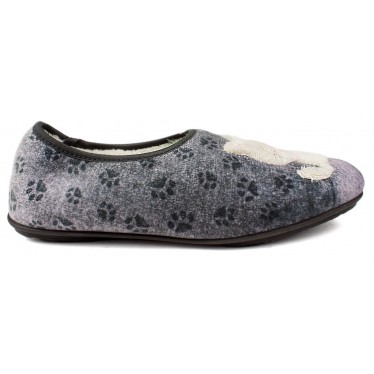ZAPATILLAS CASA VULLADI MUJER GATITOS CERRADAS GRIS