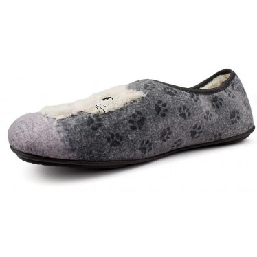 ZAPATILLAS CASA VULLADI MUJER GATITOS CERRADAS GRIS