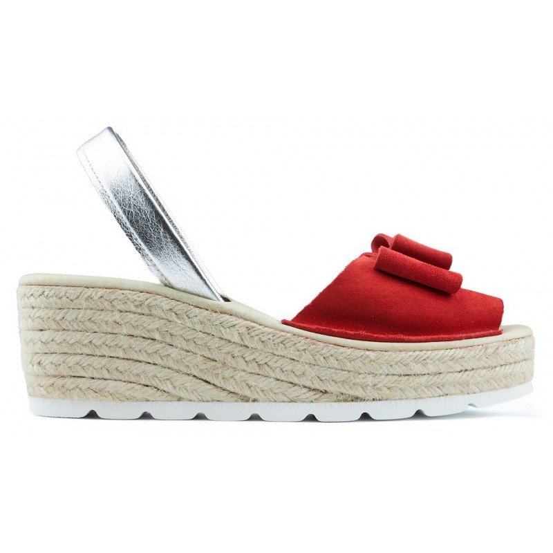 SANDALIAS CON CUÑA ARANTXA SERRAJE YUTE ROJO