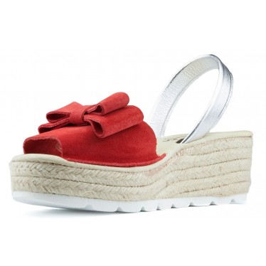 SANDALIAS CON CUÑA ARANTXA SERRAJE YUTE ROJO