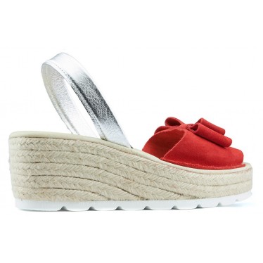 SANDALIAS CON CUÑA ARANTXA SERRAJE YUTE ROJO