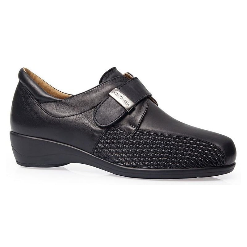 ZAPATOS CALZAMEDI STRETCH VELCRO PIEL W 0678 NEGRO