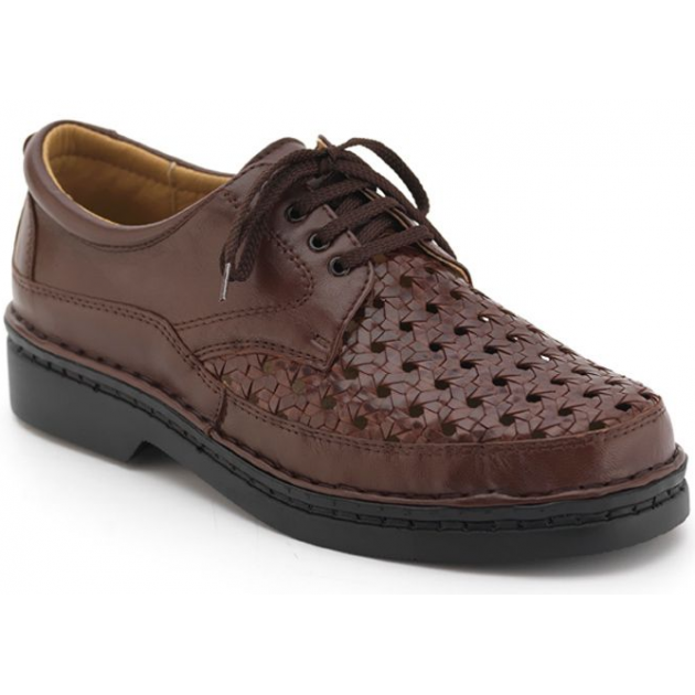 ZAPATOS CALZAMEDI CON CORDON COMODO COSIDO A MANO H MARRON