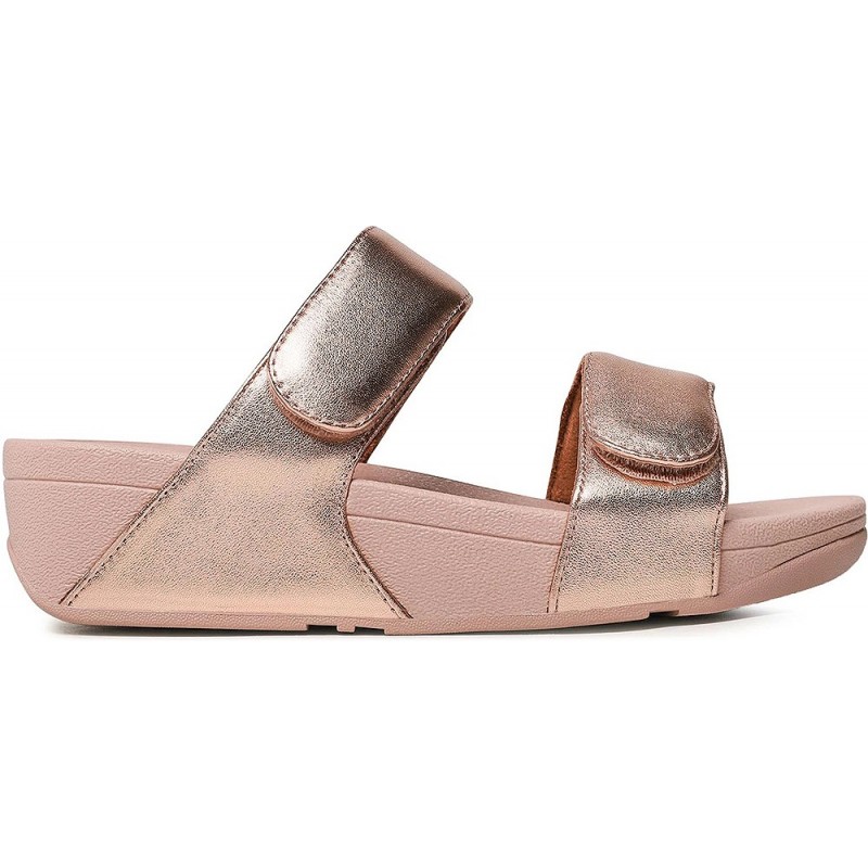 SANDALIAS FITFLOP FV6 LULU ADJUSTABLE LEATHER SLIDES ROSE_GOLD