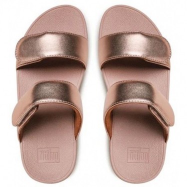 SANDALIAS FITFLOP FV6 LULU ADJUSTABLE LEATHER SLIDES ROSE_GOLD