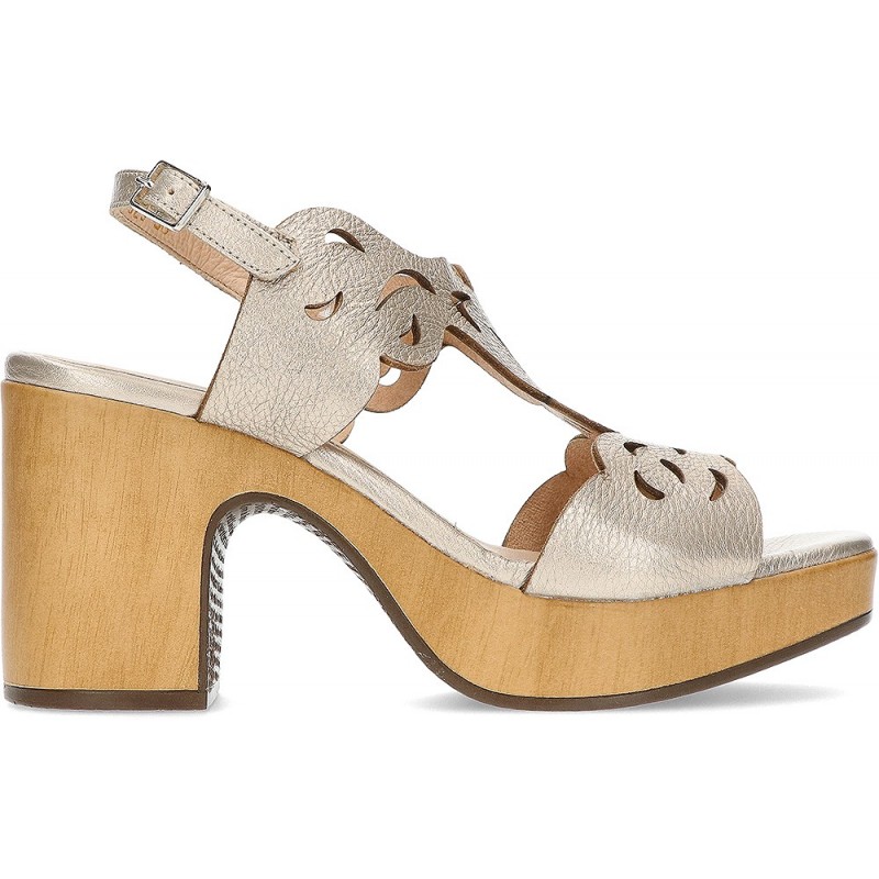 SANDALIAS CON TACON WONDERS AURORA L1023 PLATINO