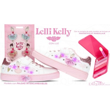 DEPORTIVA LELLY KELLY CON LUZ FALDAS INTERCAMBIABLES LKAL-2284 BLANCO_ROSA