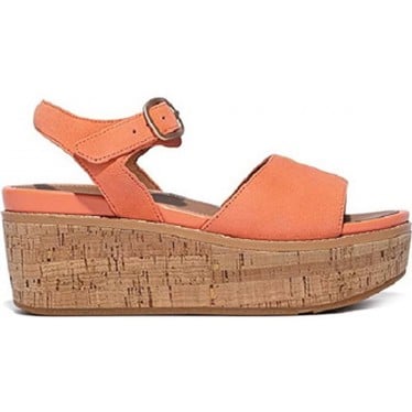 SANDALIAS FITFLOP ELOISE CORK-WRAP SUED GC7 SUNSHINE_ORANGE