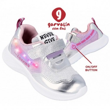 SNEAKER CON LUZ GARVALIN 231805 VEGAN PLATA