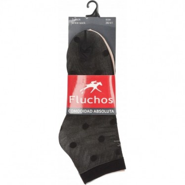 CALCETINES FLUCHOS 1011 LUNARES PACK 3 NEGRO_CREMA