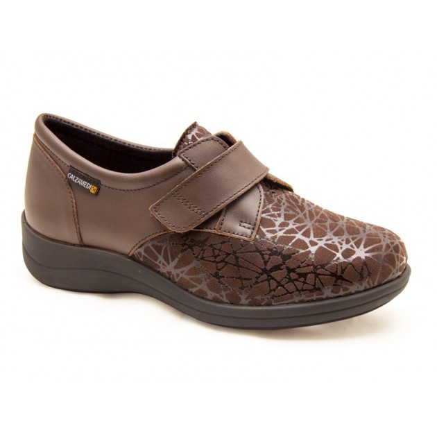 ZAPATOS CALZAMEDI ELASTICO DIABETICO CASUAL VELCRO COMODO MARRON