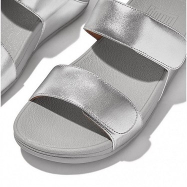 SANDALIAS FITFLOP FV6 LULU ADJUSTABLE LEATHER SLIDES SILVER