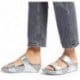 SANDALIAS FITFLOP FV6 LULU ADJUSTABLE LEATHER SLIDES SILVER