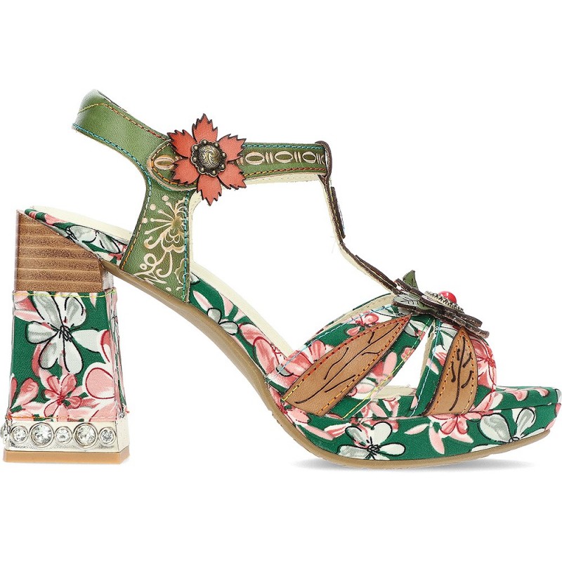 ZAPATOS CON TACÓN LAURA VITA NAYAO FLORAL_VERDE