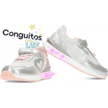 ZAPATILLA CON LUZ CONGUITOS CORAZÓN 247001 SILVER