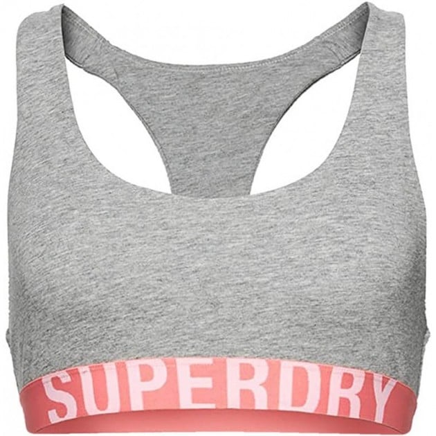 TOP SUPERDRY W3110356A CROP BRALETTE LOGO GREY