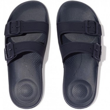 SANDALIAS FITFLOP IQUSHION TWO-BAR BUCKLE SLIDES FD2 MIDNIGHT_NAVY