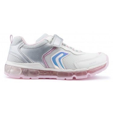 ZAPATILLAS GEOX ANDROID LUCES NIÑA SILVER_WHITE